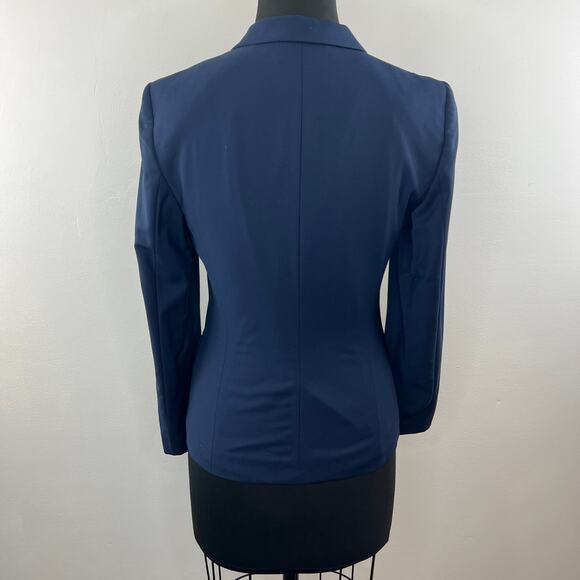HUGO BOSS Navy Blue Jaellesa Virgin Wool-Blend Blazer 2-Button Single Breasted 2 - Picture 5 of 9